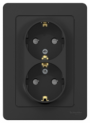 Розетка двойная с заземлением со шторками скрытой установки 16A 250В Systeme Electric Blanca Антрацит Systeme Electric Blanca BLNRS001126