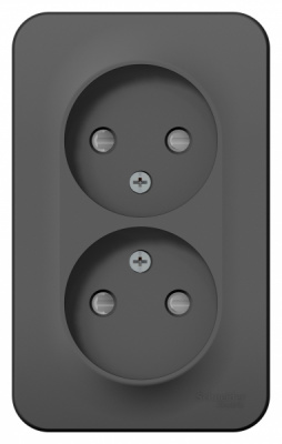 Розетка двойная без заземления со шторками накладного монтажа с изолирующей пластиной 16A 250В Systeme Electric Blanca Антрацит Systeme Electric Blanca BLNRA001216