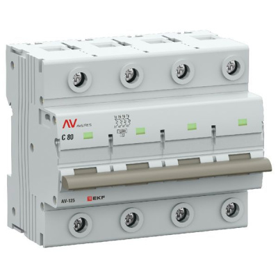 Выключатель автоматический AV-125 4P 80A (C) 10kA EKF AVERES EKF  mcb125-4-80C-av