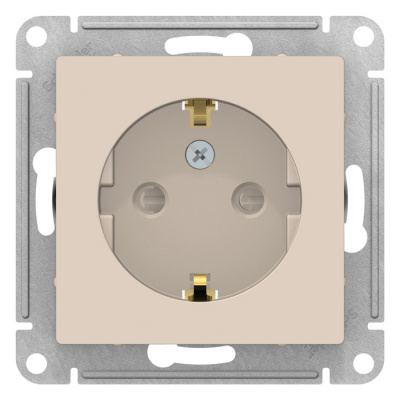 Розетка с заземлением со шторками 16A механизм Schneider Electric AtlasDesign Бежевый Systeme Electric AtlasDesign ATN000245