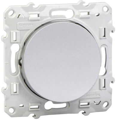 Выключатель кнопочный 10A (схема 1A) Schneider Electric Odace Алюминий Schneider Electric Odace S53R206