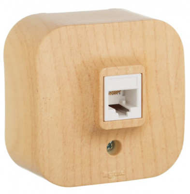 Розетка телефонная 1-ая RJ11 4 контакта IP20 Legrand Quteo Сосна Legrand Quteo 782274