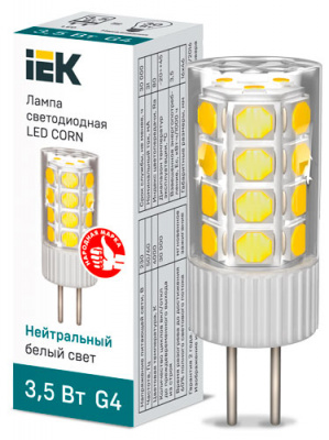 Лампа светодиодная капсульная CORN 3,5Вт 230В 4000К керамика G4 IEK IEK  LLE-CORN-4-230-40-G4