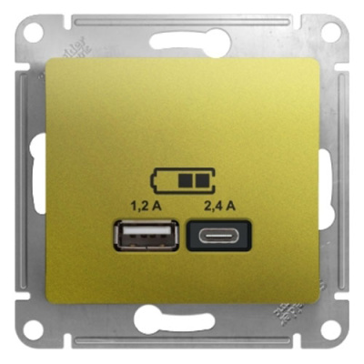 Розетка USB A+С, 5В/2,4А 2х5В/1,2 А механизм Systeme Electric Glossa Фисташковый Systeme Electric Glossa GSL001039