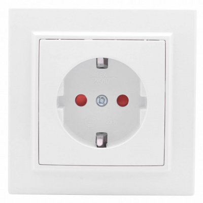 Розетка 1-местная СП с заземлением 16A с защитными шторками EKF Basic Минск Белый EKF Минск ERR16-028-100