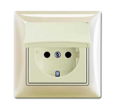 Розетка с заземлением с крышкой, в сборе, IP44 ABB Basic55 Слоновая кость ABB Basic 55 2CKA002018A1504