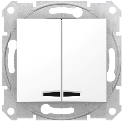 Выключатель 2-клавишный с подсветкой 10A Schneider Electric Sedna Белый Schneider Electric Sedna SDN0300321