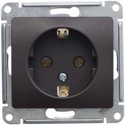 Розетка с заземлением механизм Systeme Electric Glossa Шоколад Systeme Electric Glossa GSL000843