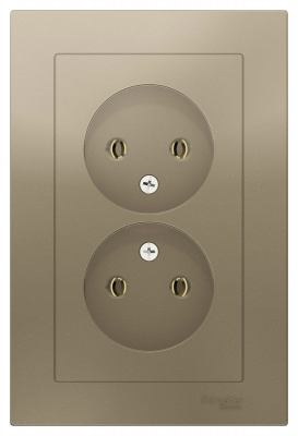 Розетка двойная без заземления 16A в сборе Schneider Electric AtlasDesign Шампань Systeme Electric AtlasDesign ATN000520