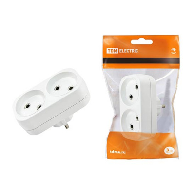 Блок плоский 2 гнезда без заземления 6A 250V IP20 белый TDM TDM ELECTRIC  SQ1806-0025