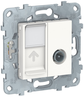 Розетка TV одиночная + комп. RJ45 кат.6 UTP 1 модуль Schneider Electric Unica New Белый Schneider Electric Unica New NU547018