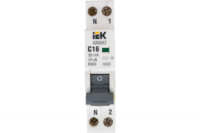 Дифференциальный автомат 1P+N 6A 30mA тип A IEK ARMAT АВДТ B06S IEK B06S ARMAT AR-B06S-1N-B06A030