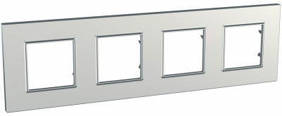 Рамка 4-постовая Schneider Electric Unica Quadro Metallized Серебро Schneider Electric Unica MGU6.708.55