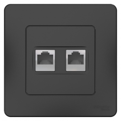 Розетка компьютерная скрытой установки RJ45 кат.5E + телефон RJ11 Systeme Electric Blanca Антрацит Systeme Electric Blanca BLNIS045116