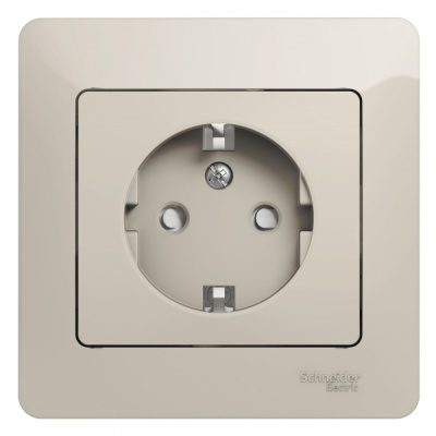 Розетка с заземлением со шторками 16A 250В в сборе Systeme Electric Glossa Молочный Systeme Electric Glossa GSL000944
