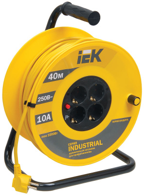 Удлинитель на катушке 2P+РЕ 4 розетки шнур 40м 10A/230V IEK Industrial УК40 IEK Industrial WKP14-10-04-40