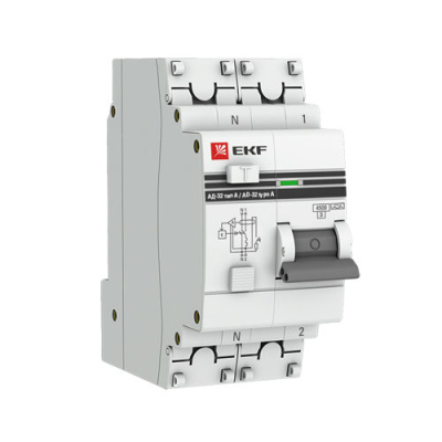 Дифференциальный автомат 1P+N 25A/10mA тип A EKF PROxima АД-32 EKF PROxima АД-32 DA32-25-10-a-pro