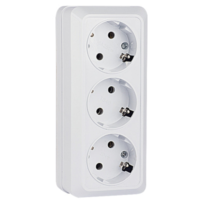 Розетка 3-местная 16A с заземлением EKF PROxima Рим Белый EKF Рим ENR16-228-10