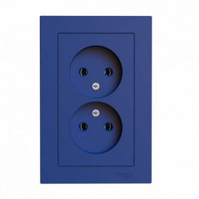 SE AtlasDesign Розетка двойная без заземления Аквамаринин в сборе 16А Systeme Electric AtlasDesign ATN001120