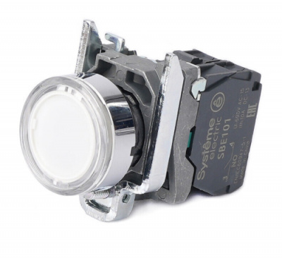 Systeme Electric Кнопка SB4 с подсветкой в сборе модульная 22мм белая металл 24ВDC 1НО Systeme Electric SB4 SB4BW31B1
