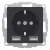 Розетка 16А c 2 USB A+A, 5В/2,4А, 2х5В/1,2 А, механизм Schneider Electric AtlasDesign Карбон Systeme Electric AtlasDesign ATN001030