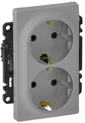 Розетка с заземлением 2-ая немецкий стандарт безвинт.зажим Legrand Valena Life Алюминий Legrand Valena Life 753327