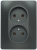 Розетка двойная без заземления 16A в сборе Systeme Electric Glossa Антрацит Systeme Electric Glossa GSL000720