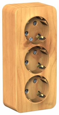 Розетка 3-ая с заземлением со шторками накладного монтажа с изолирующей пластиной 16A 250В Systeme Electric Blanca Ясень Systeme Electric Blanca BLNRA011315