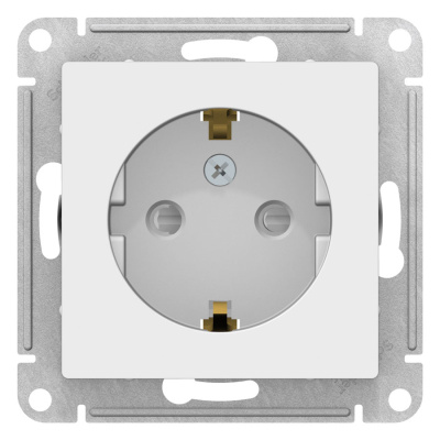 Розетка с заземлением со шторками 16A механизм Schneider Electric AtlasDesign Белый Systeme Electric AtlasDesign ATN000145