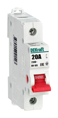 Выключатель-разъединитель 1Р 20А DEKraft ВН105-1P-20A DEKraft ВН-105 17080DEK