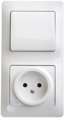 Блок: Розетка + 1-клавишный выключатель Systeme Electric Glossa Белый Systeme Electric Glossa GSL000160