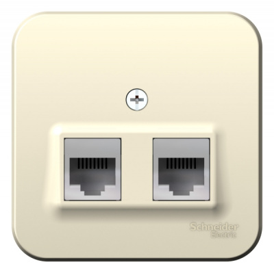 Розетка двойная компьютерная RJ45 кат.5E + телефон RJ11 накладного монтажа с изолирующей пластиной Systeme Electric Blanca Молочный Systeme Electric Blanca BLNIA045112
