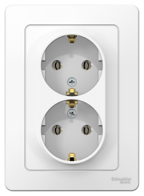 Розетка двойная с заземлением без шторок скрытой установки 16A 250В Systeme Electric Blanca Белый Systeme Electric Blanca BLNRS001021