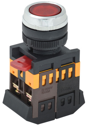 Кнопка ABLFS-22 красный d22мм неон/240В 1з+1P IEK IEK  BBT30-ABLFS-K04