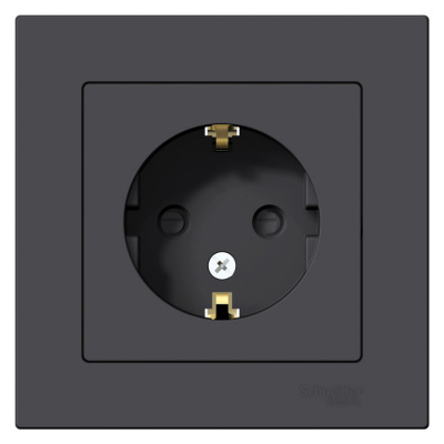 Розетка с заземлением со шторками 16A в сборе Schneider Electric AtlasDesign Карбон Systeme Electric AtlasDesign ATN001044