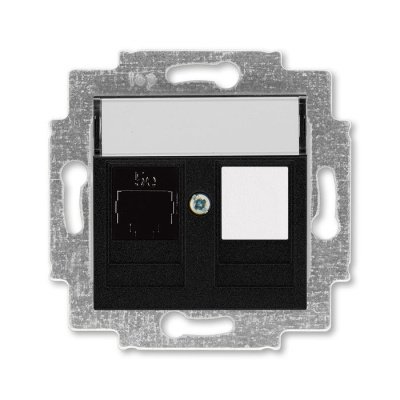 Розетка информационная RJ45 категория 5e и заглушка антрацит ABB Levit M ABB Levit M 2CHH295117A6063