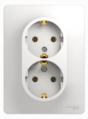Розетка 2-я с заземлением в сборе с рамкой Systeme Electric Glossa Белый Systeme Electric Glossa GSL000124