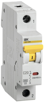 Автоматический выключатель 1Р 20А (С) 6кА IEK ВА47-60M KARAT IEK ВА47-60M KARAT MVA31-1-020-C