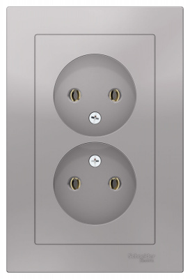 Розетка двойная без заземления 16A в сборе Schneider Electric AtlasDesign Алюминий Systeme Electric AtlasDesign ATN000320