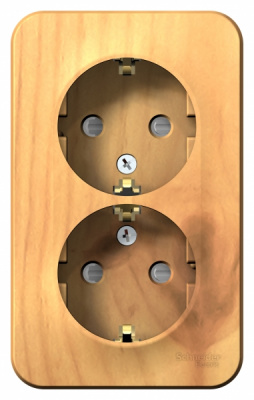 Розетка двойная с заземлением со шторками накладного монтажа 16A 250В Systeme Electric Blanca Ясень Systeme Electric Blanca BLNRA011205