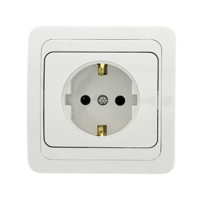 Розетка 1-местная с заземлением 16A EKF PROxima Лондон Белый EKF Лондон EER16-028-10