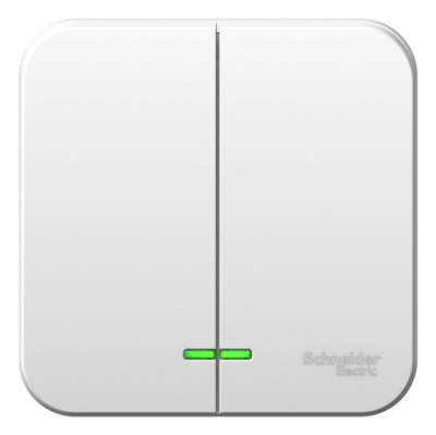 Выключатель 2-клавишный накладного монтажа с подсветкой с изолирующей пластиной 10A 250B Systeme Electric Blanca Белый Systeme Electric Blanca BLNVA105111