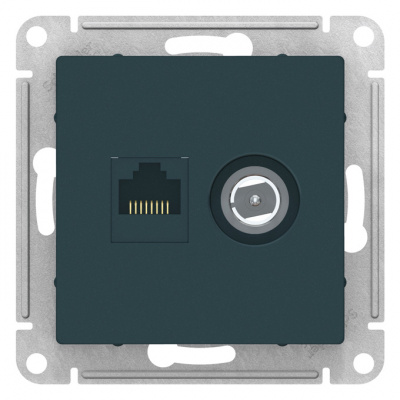 Розетка двойная комп+TV RJ45+TV кат.5E механизм Schneider Electric AtlasDesign Изумруд Systeme Electric AtlasDesign ATN000889