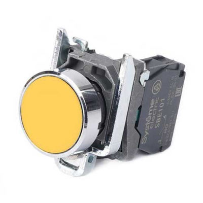 Systeme Electric Кнопка SB4 в сборе модульная 22мм желтая с возвратом металл 1НО Systeme Electric  SB4BA51