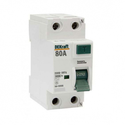 Устройство защитного отключения 2P 80А 100мА тип AC Устройство защитного отключения-01 6кА DEKraft DEKraft  14016DEK