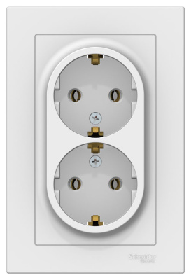 Розетка двойная с заземлением 16A в сборе Schneider Electric AtlasDesign Белый Systeme Electric AtlasDesign ATN000124