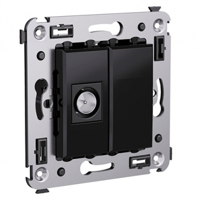 Розетка TV оконечная в стену, "Avanti", "Черный квадрат" DKC DKC Avanti 4402503DKC