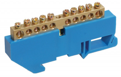 Шина N "ноль" с DIN-изолятором 14отв, 125A, на DIN-рейку, 117мм / синий IEK ШНИ-8х12-14-Д-С IEK ШНИ 8х12 YNN10-812-14D-K07