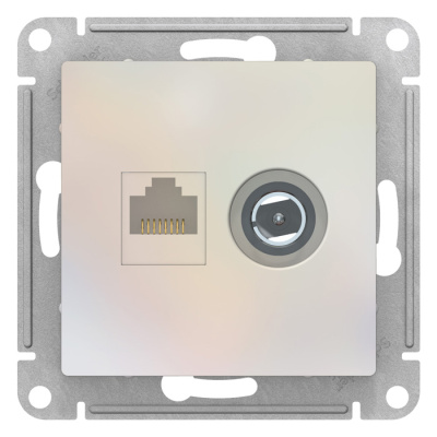 Розетка двойная комп+TV RJ45+TV кат.5E механизм Schneider Electric AtlasDesign Жемчуг Systeme Electric AtlasDesign ATN000489