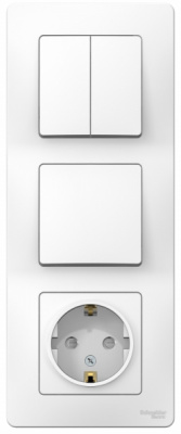 Блок: Розетка з/к шт 16A 250В + выкл 1-кл. + выкл 2-кл. скрытой установки Systeme Electric Blanca Белый Systeme Electric Blanca BLNBS101201